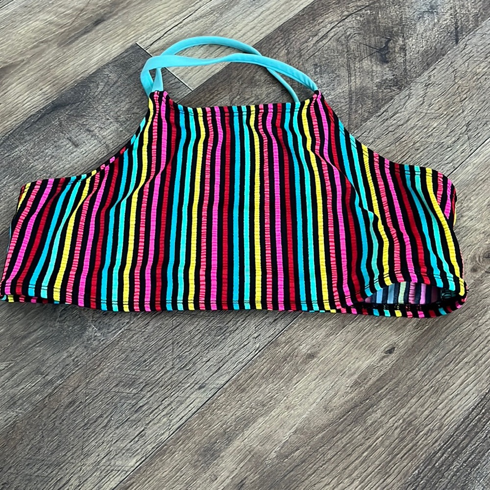 color print kids bikini top